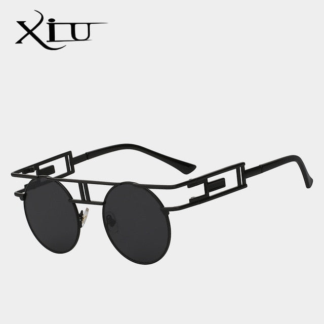 Xiu Brand Men's Steampunk Gothic Sunglasses Women Brand Designer Rose Gold Sunglasses Xiu Black w black