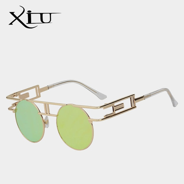 Xiu Brand Men's Steampunk Gothic Sunglasses Women Brand Designer Rose Gold Sunglasses Xiu Gold w lemon mirror