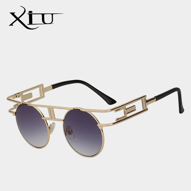 Xiu Brand Men's Steampunk Gothic Sunglasses Women Brand Designer Rose Gold Sunglasses Xiu Gold w gra smoke
