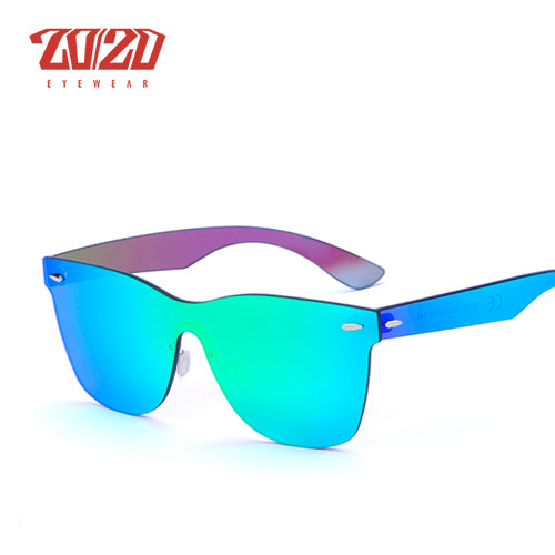 20/20 Brand Sunglasses Men Flat Lens Rimless Square Frame Women Sun Glasses Pc1601 Sunglasses 20/20 C02 Green Revo