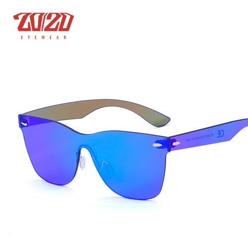 20/20 Brand Sunglasses Men Flat Lens Rimless Square Frame Women Sun Glasses Pc1601 Sunglasses 20/20 C03 Blue Revo