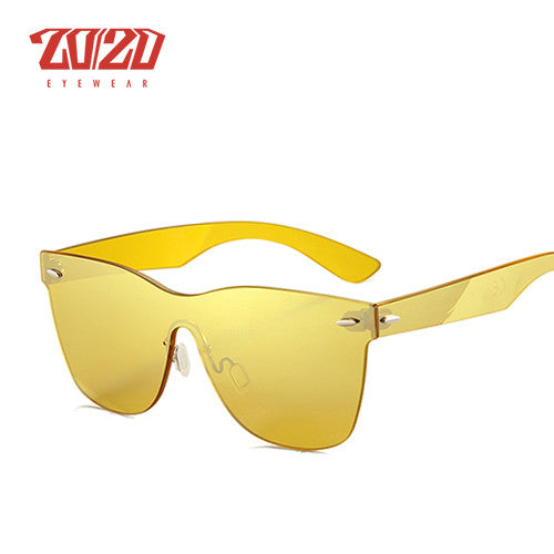 20/20 Brand Sunglasses Men Flat Lens Rimless Square Frame Women Sun Glasses Pc1601 Sunglasses 20/20 C06 Yellow