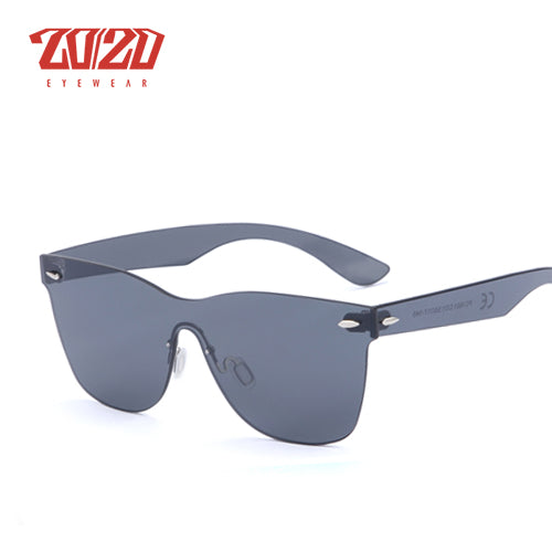 20/20 Brand Sunglasses Men Flat Lens Rimless Square Frame Women Sun Glasses Pc1601 Sunglasses 20/20 C01 Smoke