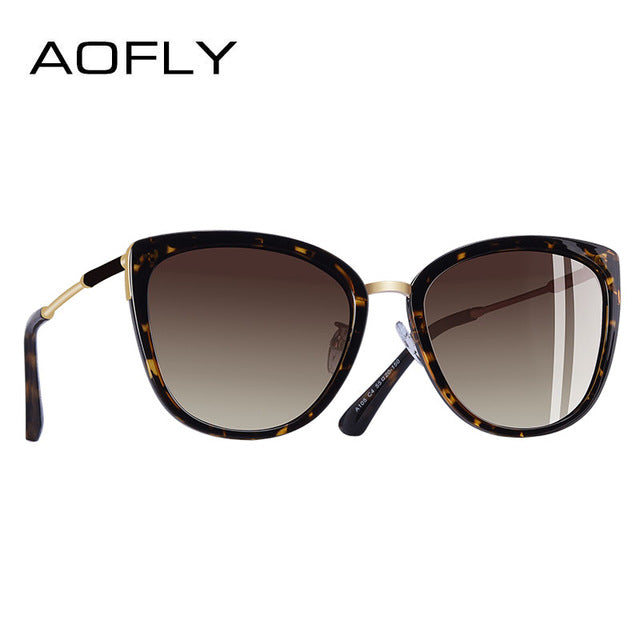 Aofly Women's Polarized Metal Leg Cat Eye Sunglasses A105 Sunglasses Aofly C4Brown