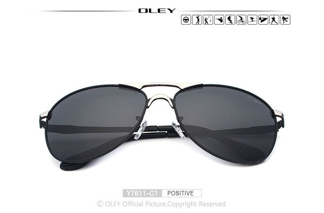 Oley Brand Men's Polarized Driving Sunglasses Women Pilot Blue Coating Y7611 Sunglasses Oley Y7611 C1 BOX