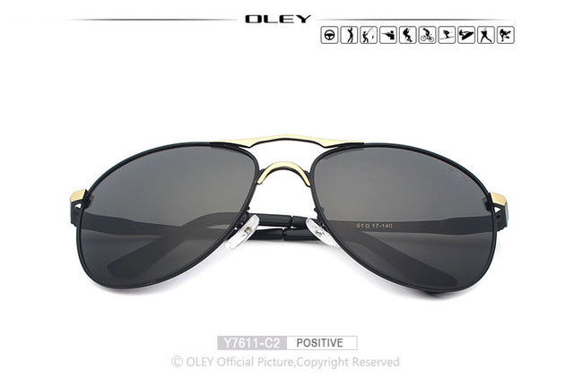 Oley Brand Men's Polarized Driving Sunglasses Women Pilot Blue Coating Y7611 Sunglasses Oley Y7611 C2 BOX