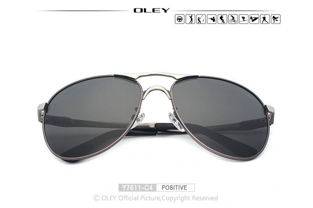Oley Brand Men's Polarized Driving Sunglasses Women Pilot Blue Coating Y7611 Sunglasses Oley Y7611 C4 BOX