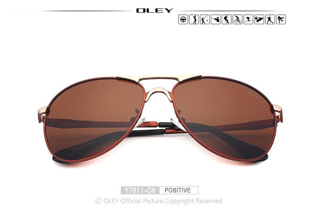 Oley Brand Men's Polarized Driving Sunglasses Women Pilot Blue Coating Y7611 Sunglasses Oley Y7611 C6 BOX