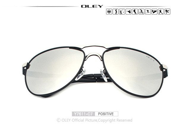 Oley Brand Men's Polarized Driving Sunglasses Women Pilot Blue Coating Y7611 Sunglasses Oley Y7611 C7 BOX
