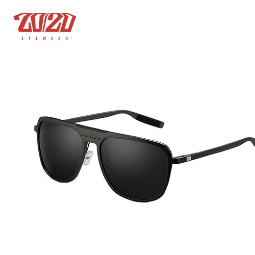 20/20 Classic MirrorSquare Polarized Aluminum Unisex Sunglasses UV400 Pk017 Sunglasses 20/20 C02 Black Smoke