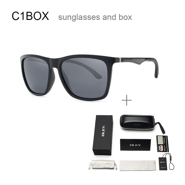 Oley Classic Aluminum Magnesium Tr90 Polarized Sunglasses Men Black Hd Color Film Anti-Uv Ya425 Sunglasses Oley YA425 C1BOX