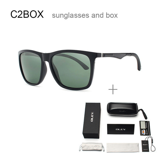 Oley Classic Aluminum Magnesium Tr90 Polarized Sunglasses Men Black Hd Color Film Anti-Uv Ya425 Sunglasses Oley YA425 C2BOX