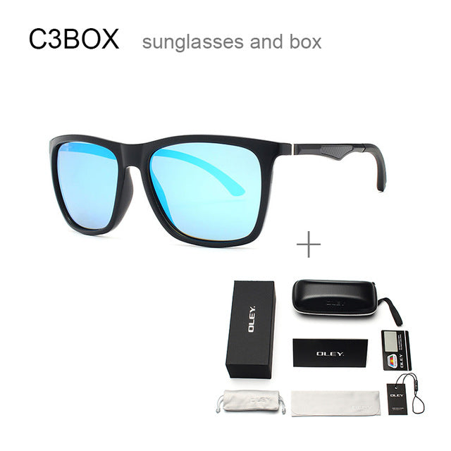 Oley Classic Aluminum Magnesium Tr90 Polarized Sunglasses Men Black Hd Color Film Anti-Uv Ya425 Sunglasses Oley YA425 C3BOX
