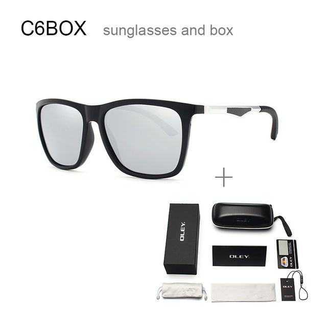 Oley Classic Aluminum Magnesium Tr90 Polarized Sunglasses Men Black Hd Color Film Anti-Uv Ya425 Sunglasses Oley YA425 C6BOX
