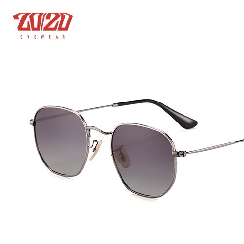 20/20 Polarized Square Metal Unisex Sunglasses 17033-2 Sunglasses 20/20 C01Silver PSmoke
