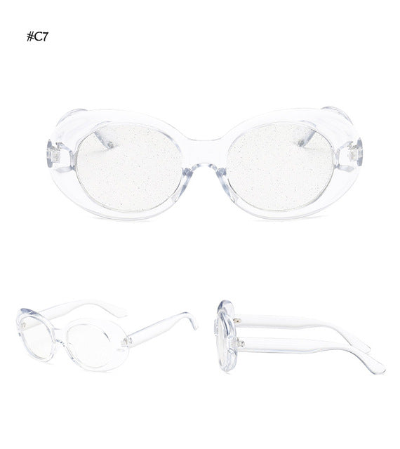 Warblade Sunglasses Women Oval Glasses Glitter Lenses Candy Red Pink Yellow Sunglasses Warblade clear clear