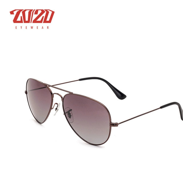 20/20 Brand Design Pilot Polarized Sunglasses Men Women Metal Frame Male Sun Glasses Unisex 17019 Sunglasses 20/20 C09 Brown