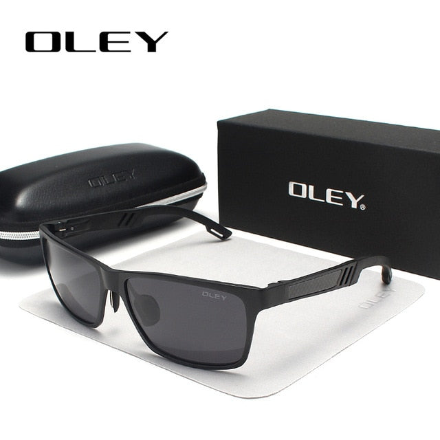 Oley Brand Men's Rectangle Polarized Sunglasses Aluminum Magnesium Driving Hd Y6560 Sunglasses Oley Y6560 C1BOX