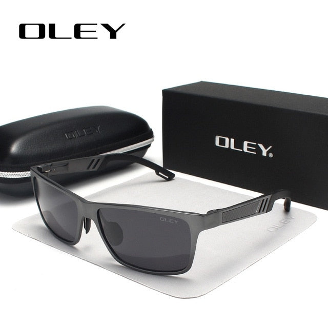 Oley Brand Men's Rectangle Polarized Sunglasses Aluminum Magnesium Driving Hd Y6560 Sunglasses Oley Y6560 C2BOX
