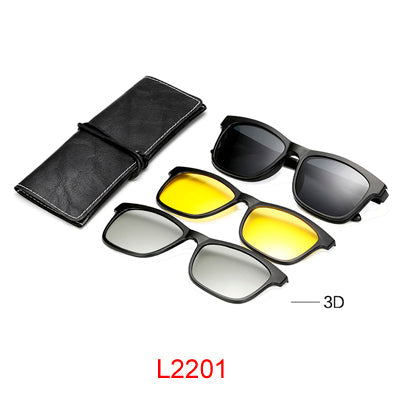 Ralferty Multi-Function Magnetic Polarized Clip On Sunglasses Men Women Ultra-Light Tr90 3D Yellow Night Vision Glasses Clip On Sunglasses Ralferty L2201 Black