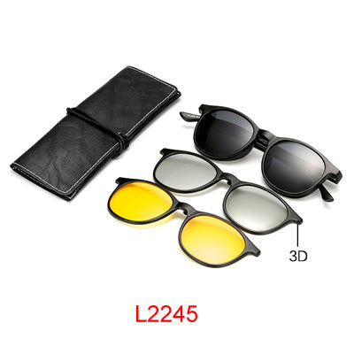 Ralferty Multi-Function Magnetic Polarized Clip On Sunglasses Men Women Ultra-Light Tr90 3D Yellow Night Vision Glasses Clip On Sunglasses Ralferty L2245 Black