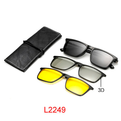Ralferty Multi-Function Magnetic Polarized Clip On Sunglasses Men Women Ultra-Light Tr90 3D Yellow Night Vision Glasses Clip On Sunglasses Ralferty L2249 Black