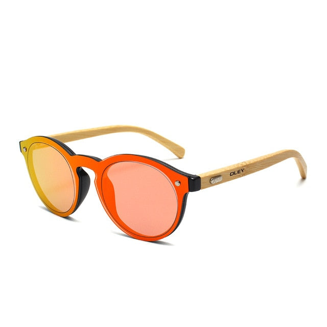 Oley Brand Bamboo Leg Hd Color Film Sunglasses Women Classic Round Overall Flat Lens Z0479 Sunglasses Oley Z0479 C4