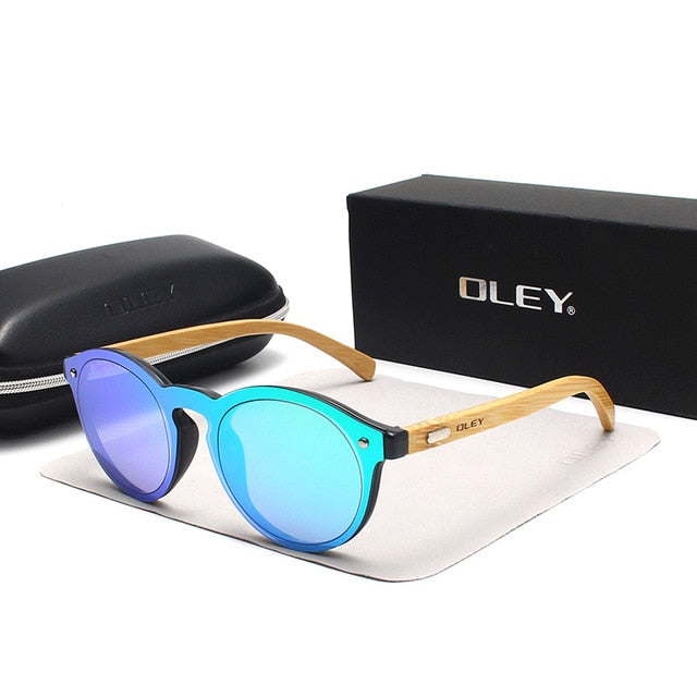 Oley Brand Bamboo Leg Hd Color Film Sunglasses Women Classic Round Overall Flat Lens Z0479 Sunglasses Oley Z0479 C2BOX