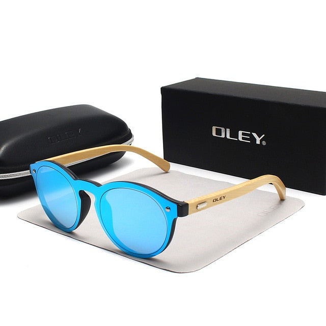 Oley Brand Bamboo Leg Hd Color Film Sunglasses Women Classic Round Overall Flat Lens Z0479 Sunglasses Oley Z0479 C3BOX
