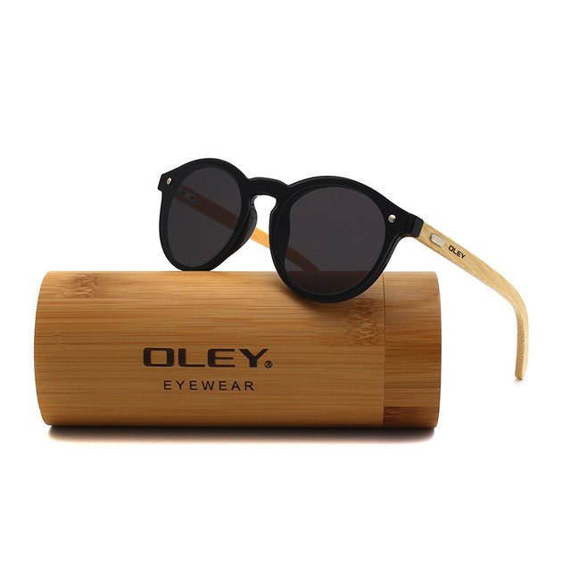Oley Brand Bamboo Leg Hd Color Film Sunglasses Women Classic Round Overall Flat Lens Z0479 Sunglasses Oley Z0479 C1ZBOX