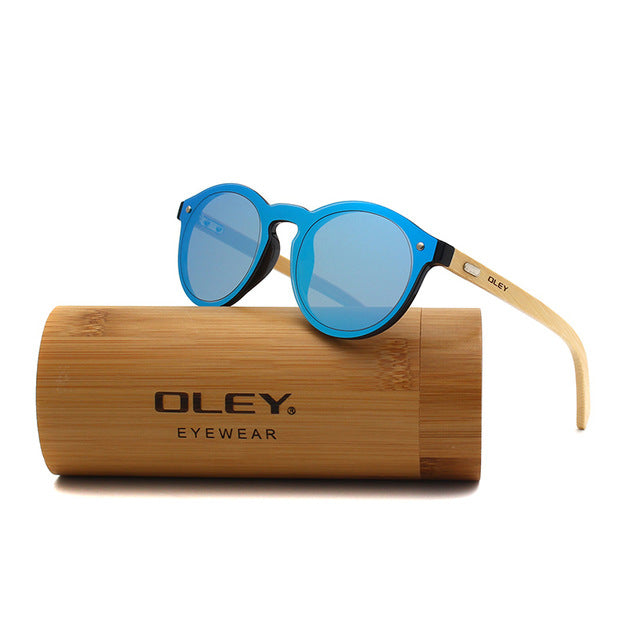 Oley Brand Bamboo Leg Hd Color Film Sunglasses Women Classic Round Overall Flat Lens Z0479 Sunglasses Oley Z0479 C3ZBOX