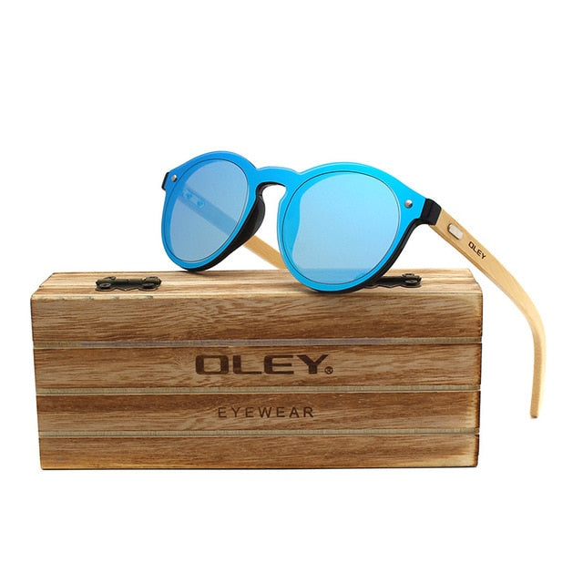 Oley Brand Bamboo Leg Hd Color Film Sunglasses Women Classic Round Overall Flat Lens Z0479 Sunglasses Oley Z0479 C3MBOX