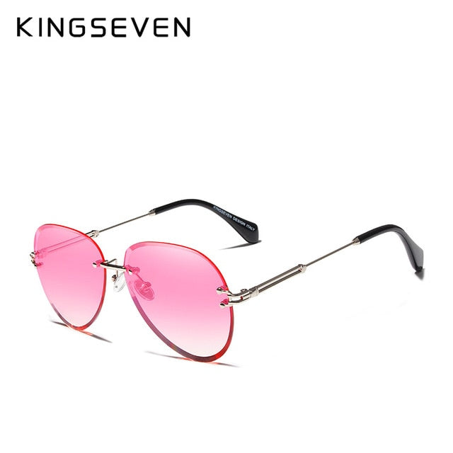 Kingseven Rimless Women Sunglasses Gradient N802Ns Sunglasses KingSeven pink Gradient