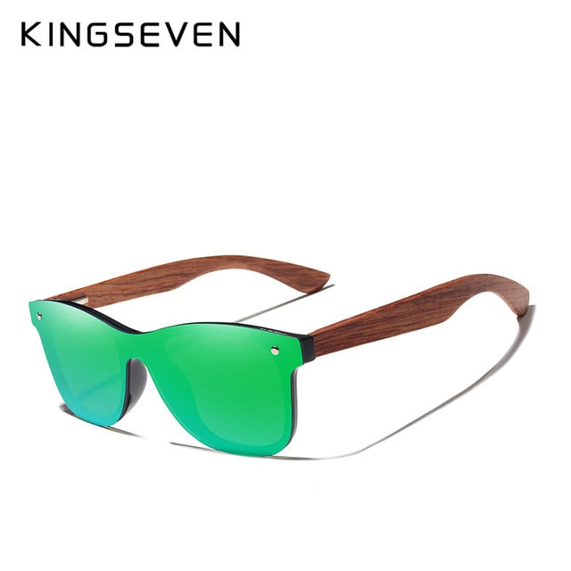 Kingseven Bubinga Wooden Men's Sunglasses Women Polarized Rimless Nb-5504 Sunglasses KingSeven Green With Leather Case