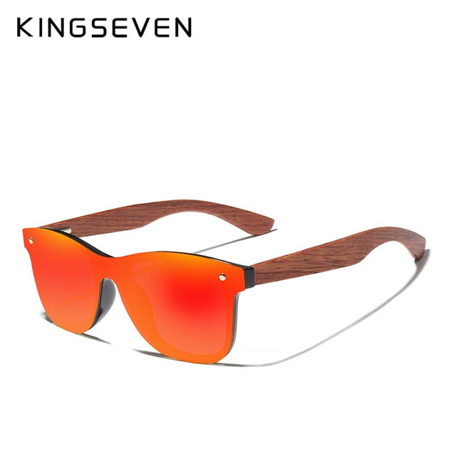 Kingseven Bubinga Wooden Men's Sunglasses Women Polarized Rimless Nb-5504 Sunglasses KingSeven Red With Leather Case