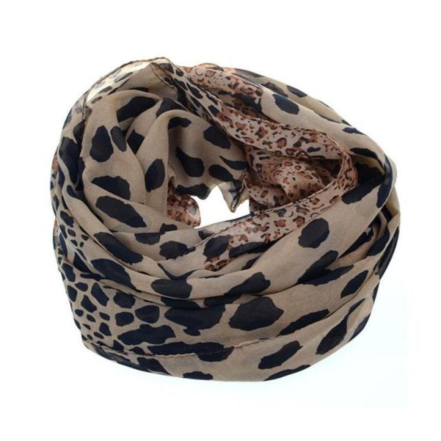 Silk Chiffon Scarves Leopard Print Shawl