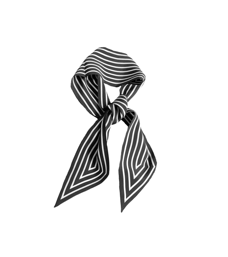 Queen of Tears Hong Hae - In (Kim Ji - won) Inspired Scarf 001 - Stripe Pattern / Black (Same as Kim Ji - won) / ONE SIZE ONLY - 110 CM x