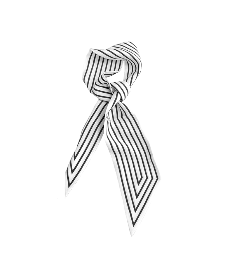 Queen of Tears Hong Hae - In (Kim Ji - won) Inspired Scarf 001 - Stripe Pattern / White / ONE SIZE ONLY - 110 CM x 10 CM - Scarves & Shawls