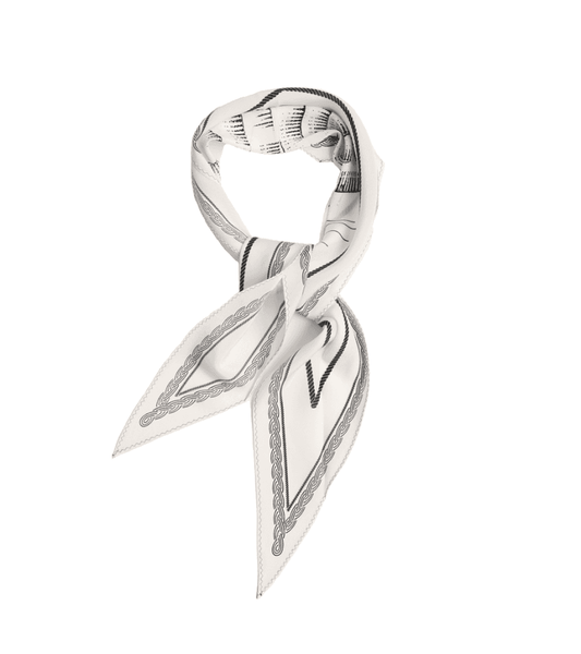 Queenmaker Hwang Do-Hee (Kim Hee-Ae) Inspired Scarf 002 - ONE SIZE ONLY - 28 CM x 106 CM / White / Black Patterns - Scarfs