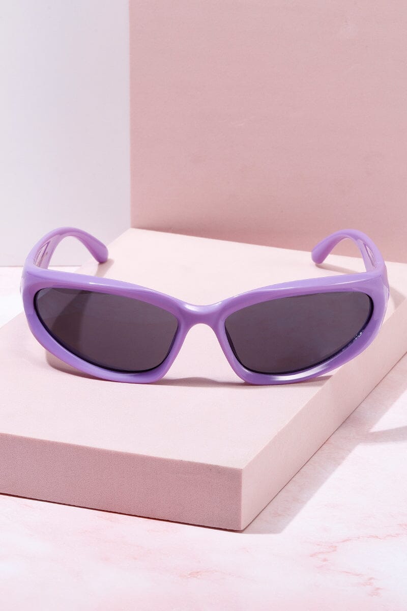 Santa Monica Wrap Around Frame Sunglasses Sunglasses mure + grand Purple/Purple Mirro