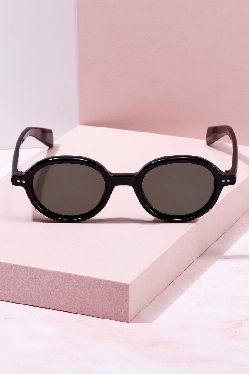 Sardinia Round Frame Sunglasses Sunglasses mure + grand Black/Green