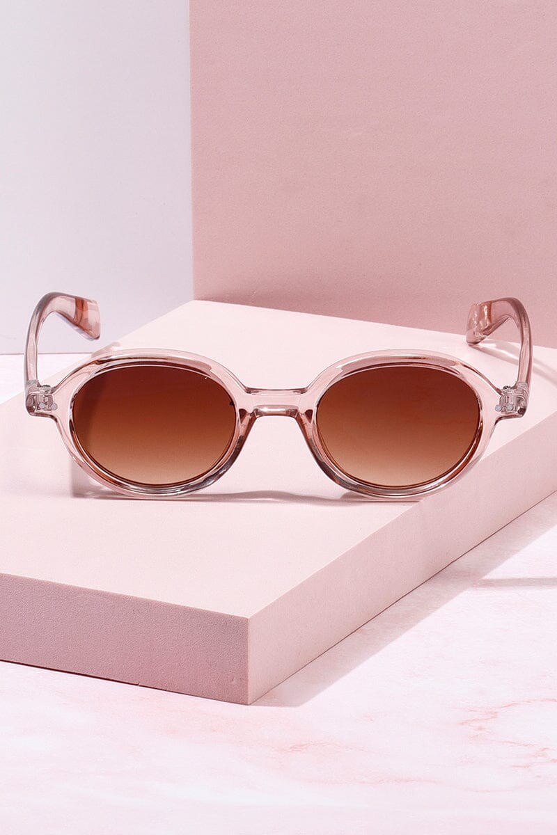 Sardinia Round Frame Sunglasses Sunglasses mure + grand Clear Blush/Black