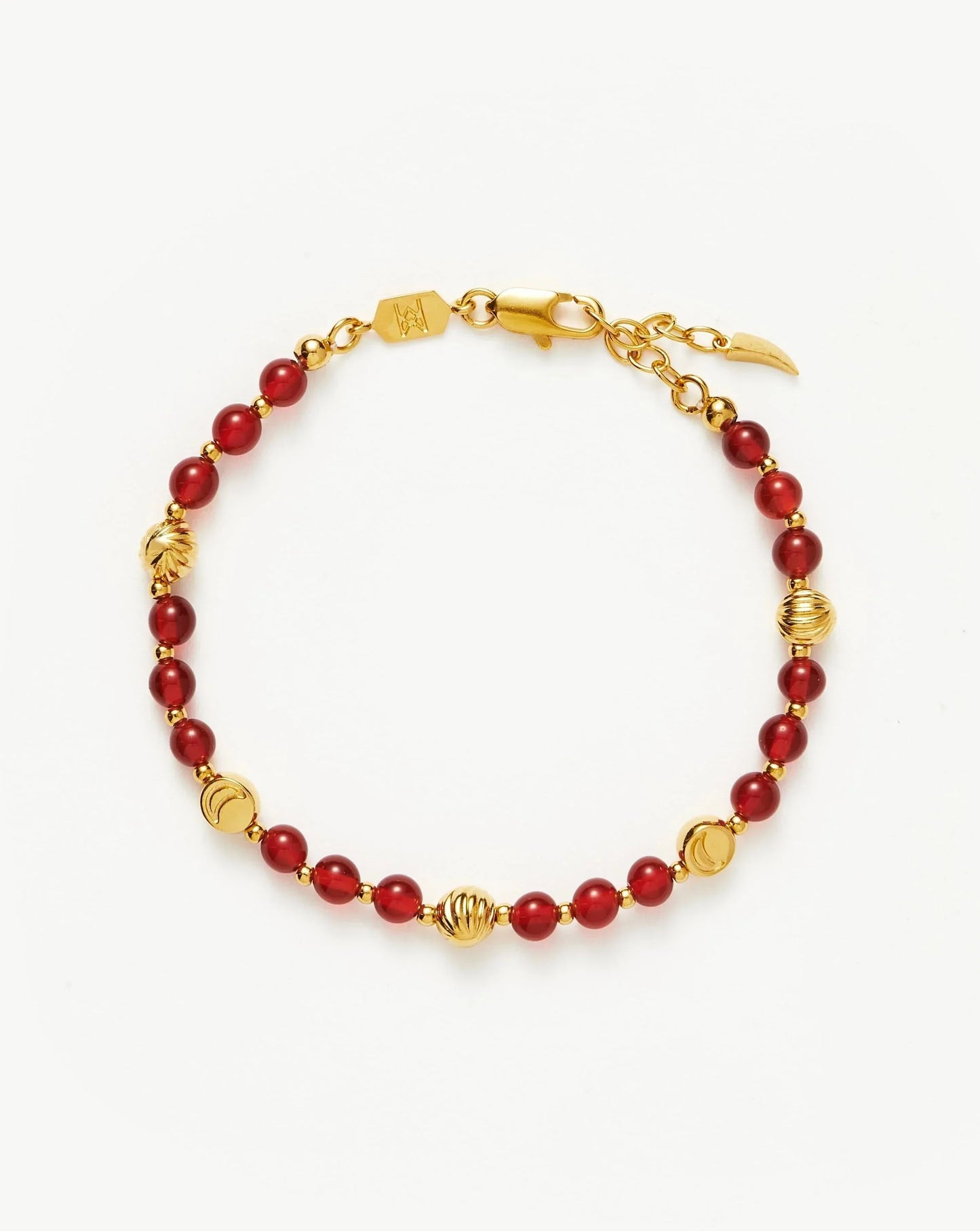 Savi Gemstone Beaded Bracelet | 18ct Gold Plated Vermeil/Red Chalcedony Bracelets Missoma 18ct Gold Plated/Red Chalcedony