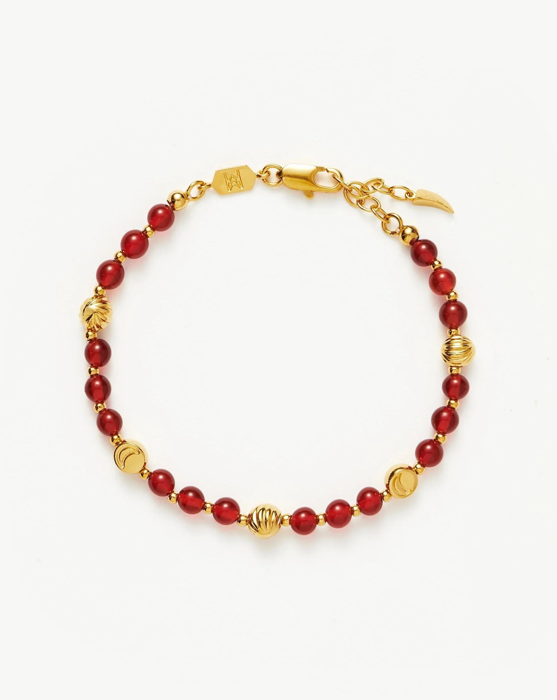 Savi Gemstone Beaded Bracelet | 18ct Gold Plated Vermeil/Red Chalcedony Bracelets Missoma 18ct Gold Plated/Red Chalcedony