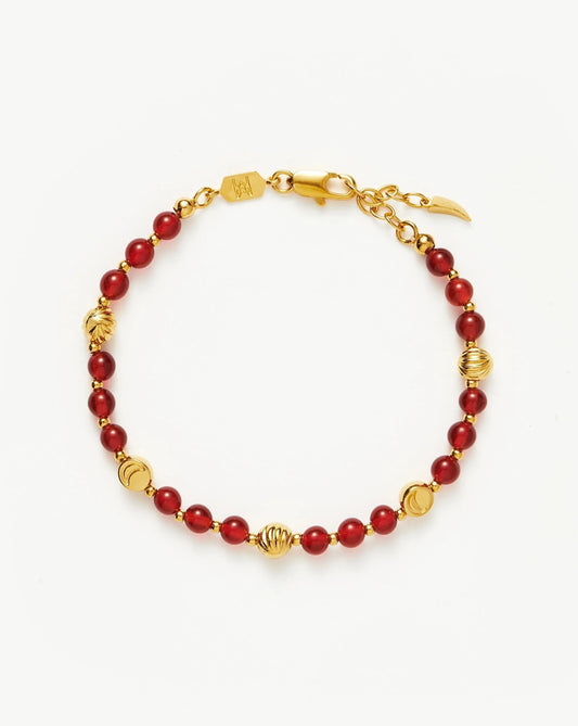 Savi Gemstone Beaded Bracelet | 18ct Gold Plated Vermeil/Red Chalcedony Bracelets Missoma 18ct Gold Plated/Red Chalcedony