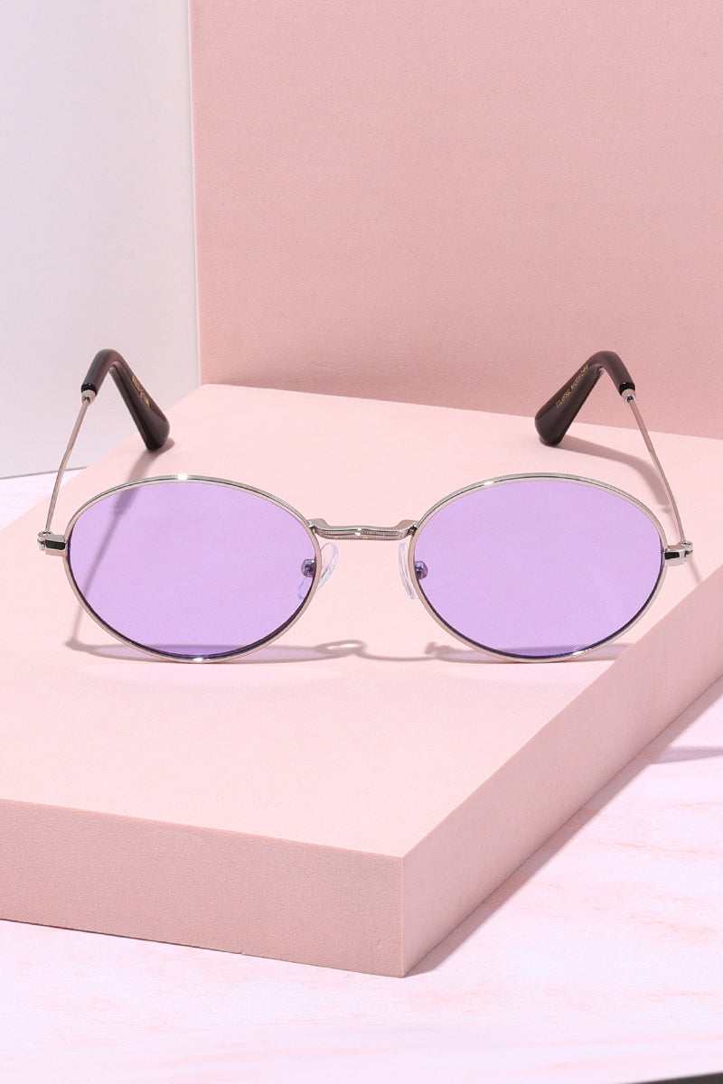 Sol Oval Metal Frame Sunglasses Sunglasses Mure + Grand Silver/Lavender