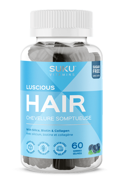 SUKU Vitamins Luscious Hair with Silica, Biotin & Collagen - Blueberry Bliss Flavour 60 Gummies