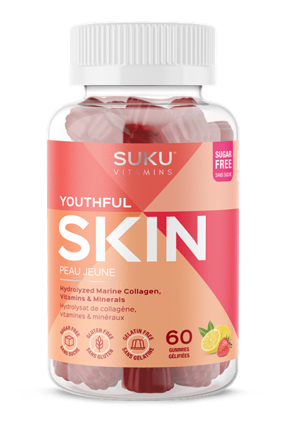 SUKU Vitamins Youthful Skin (Hydrolyzed Marine Collagen, Vitamins & Minerals) -  Strawberry Lemon Flavour 60 Gummies (Discontinued)