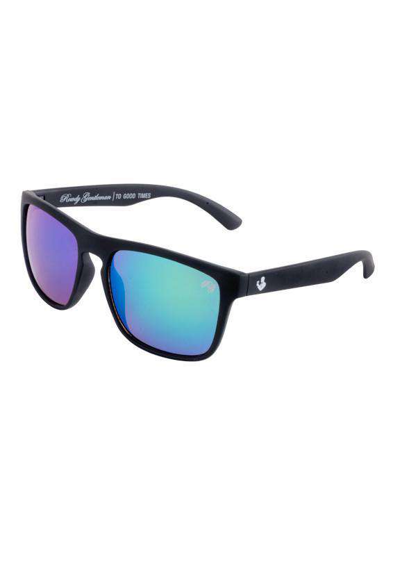 Rubberized Sunglasses in Black with Blue Lens by Rowdy Gentleman