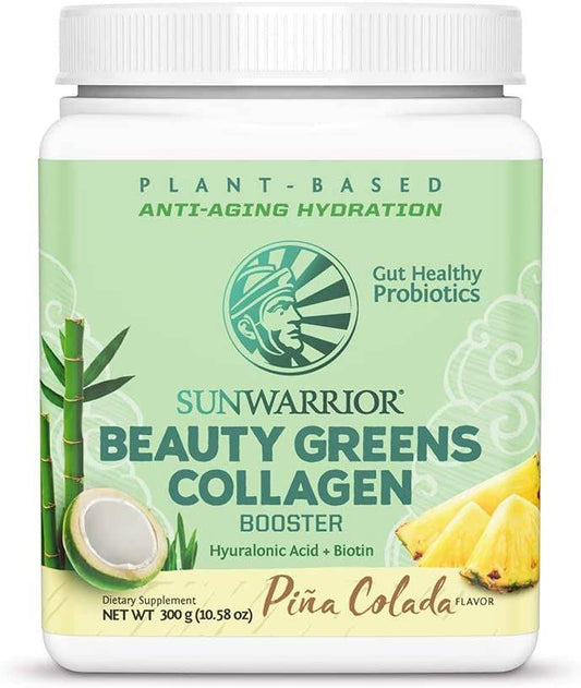 Sunwarrior Plant-Based Beauty Greens Collagen Booster with Hyaluronic Acid and Biotin - Pina Colada 300g
